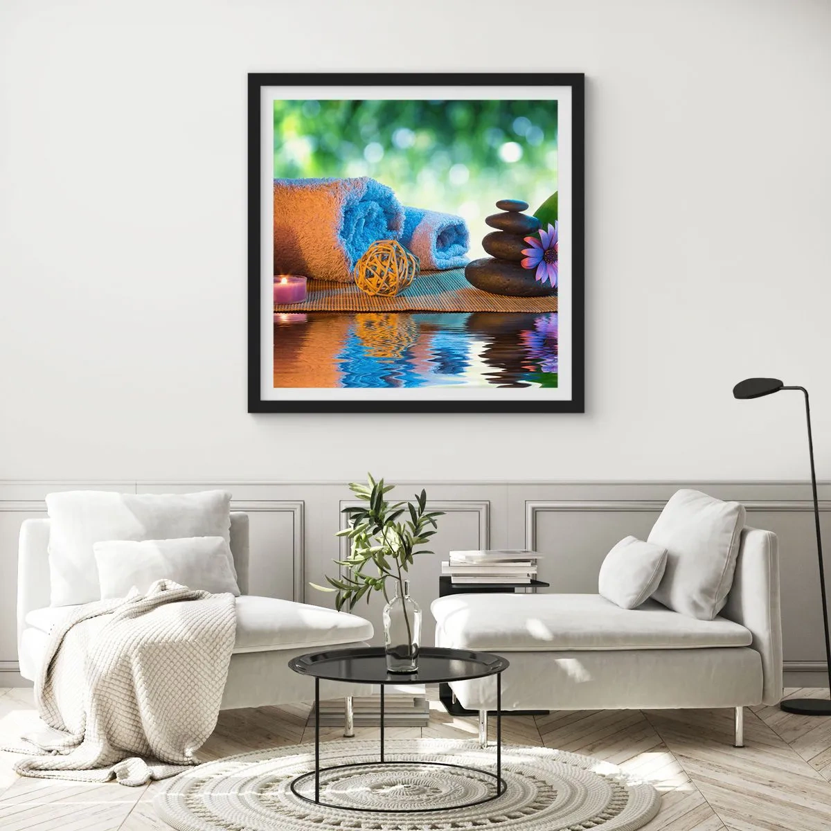 Poster in cornice nera - Tempo per il corpo - 60x60 cm