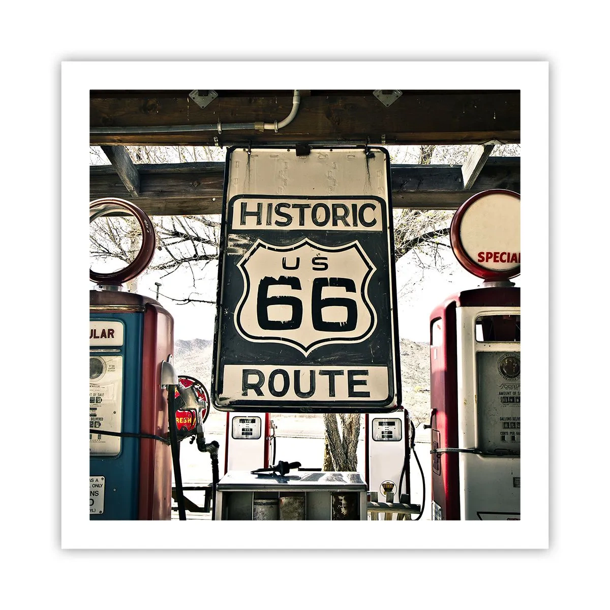 Poster - Viaggio retro americano - 60x60 cm