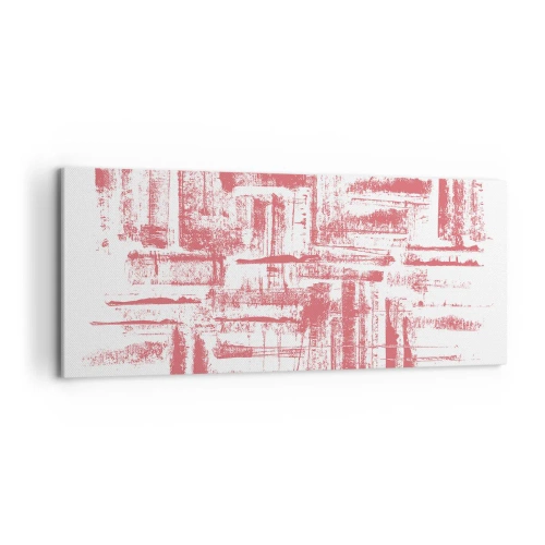 Quadro su tela - Stampe su Tela - Texture astratte rosa su sfondo bianco - 120x50cm - Città rossa - Decorazione murale moderna per soggiorno e camera da letto ARTTOR