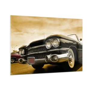 Quadro su vetro - La parte anteriore di un'auto d'epoca in un elegante stile retrò - 100x70cm - Il classico non è mai fuori moda - Decorazione murale moderna per soggiorno e camera da letto ARTTOR