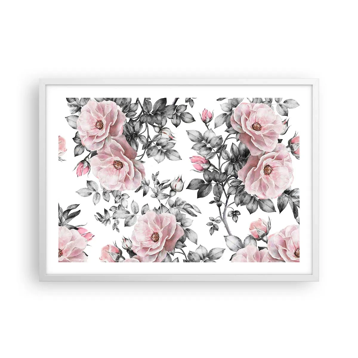 Poster in cornice bianca - Perdersi tra le rose - 70x50 cm