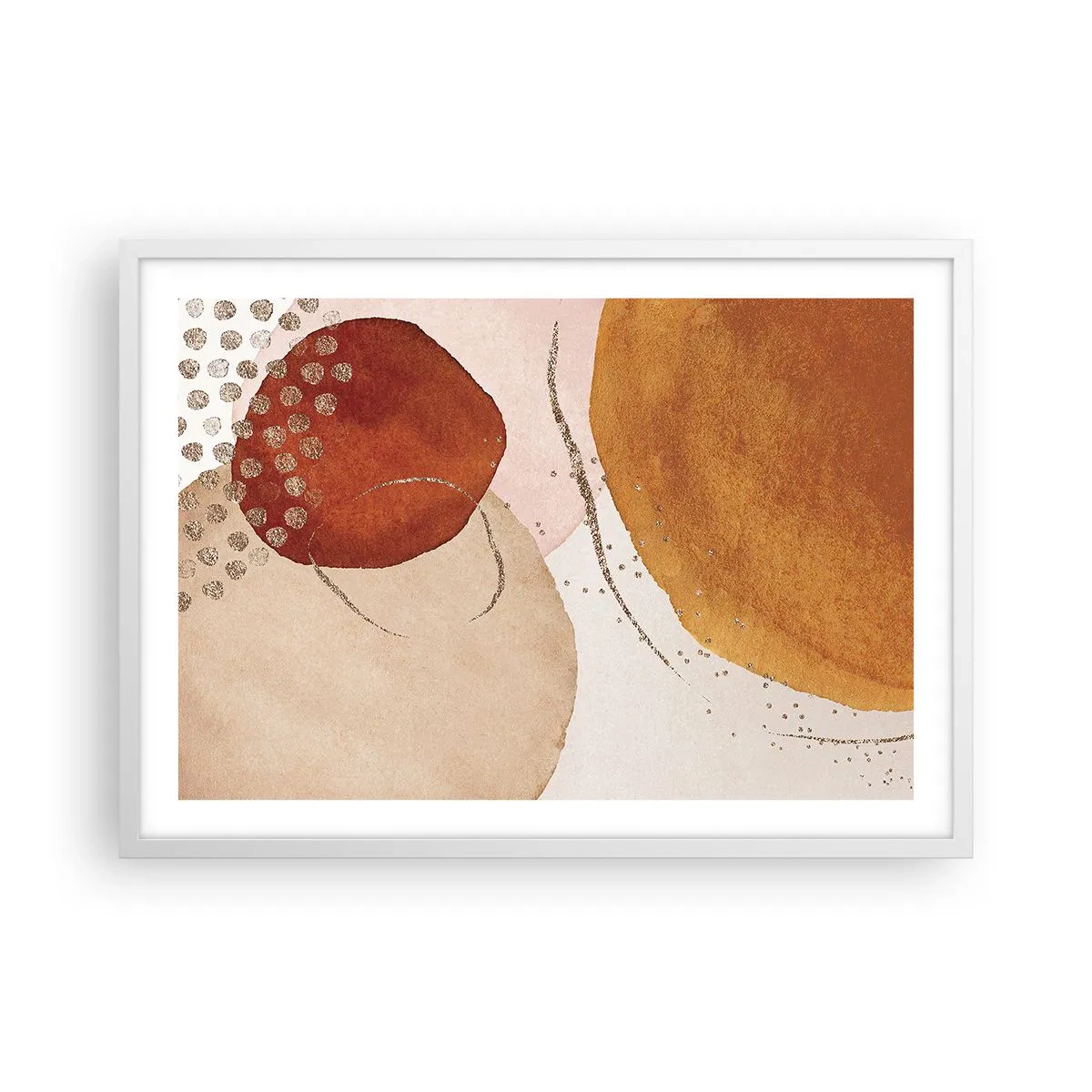 Poster in cornice bianca - Rotondità e movimento - 70x50 cm