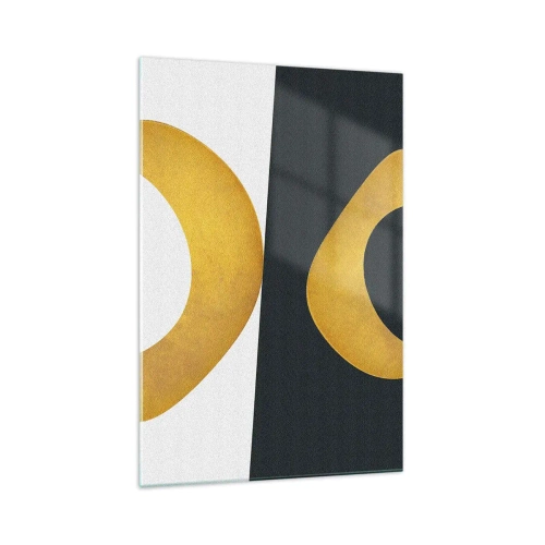 Quadro su vetro - Forme geometriche in oro su sfondo bianco e scuro - 70x100cm - Iniziamo dall'oro - Decorazione murale moderna per soggiorno e camera da letto ARTTOR