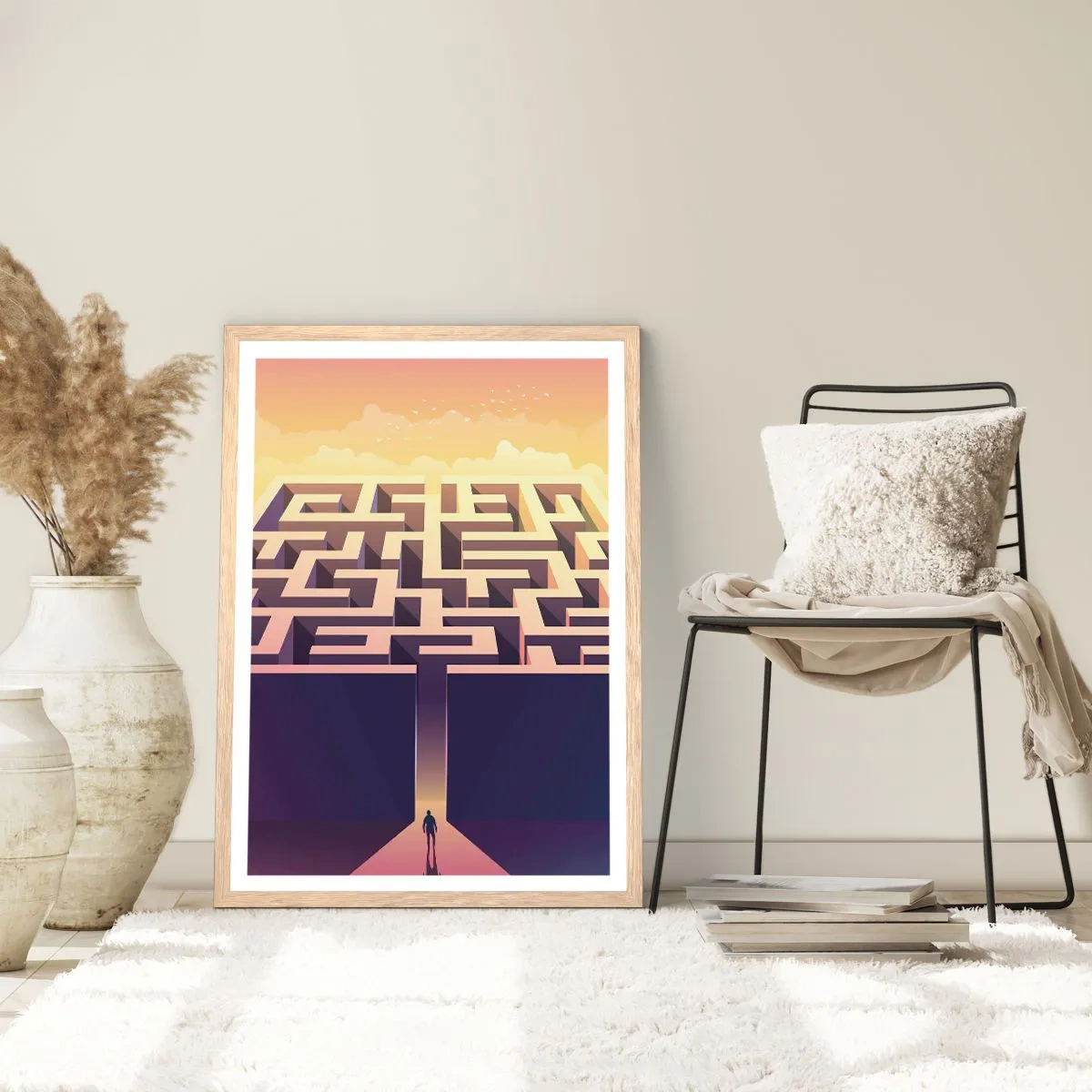 Poster in cornice rovere chiaro - Il momento delle decisioni - 40x50 cm