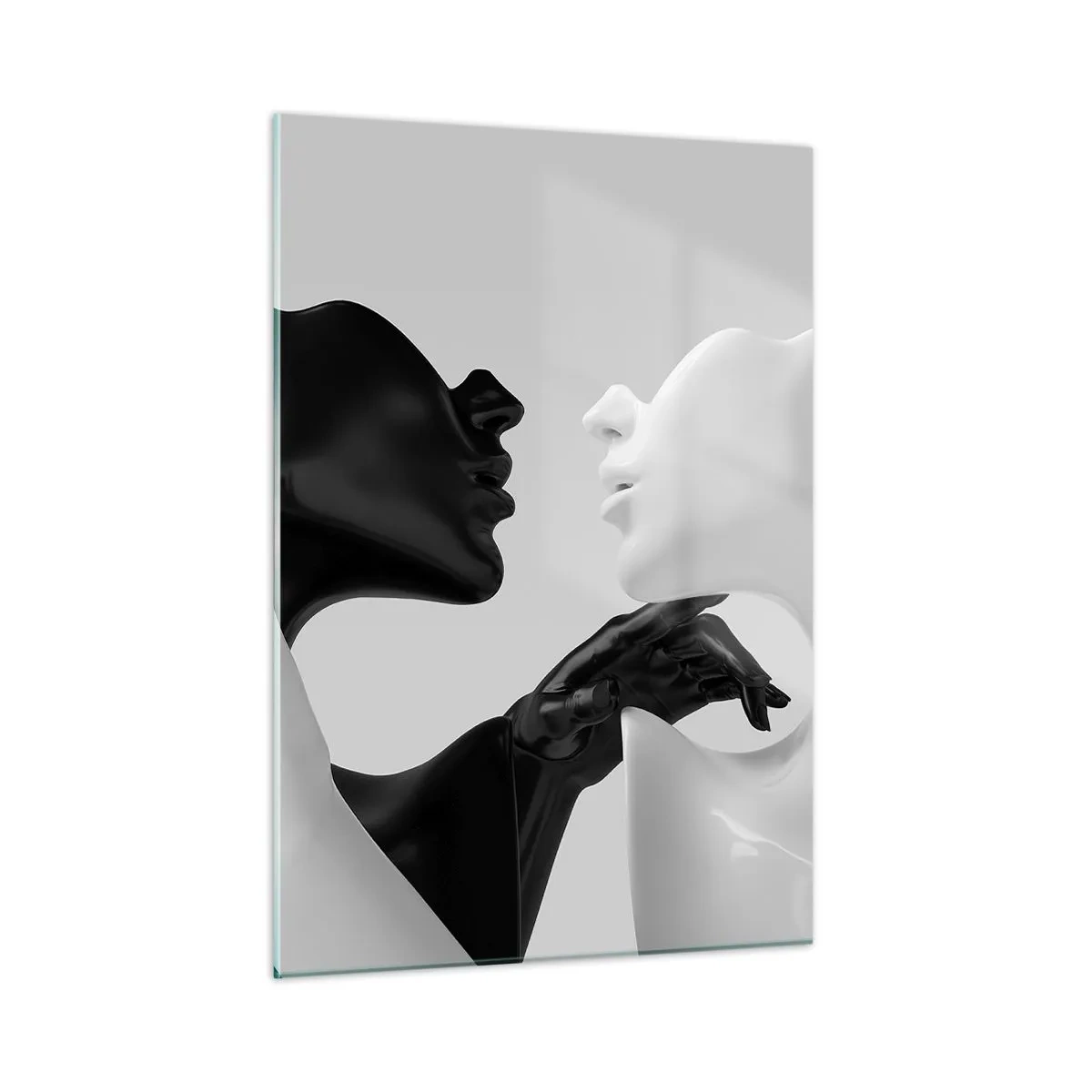 Quadro su vetro - Figure in bianco e nero in primo piano sensuale - 50x70cm - Desiderio - attrazione - Decorazione murale moderna per soggiorno e camera da letto ARTTOR