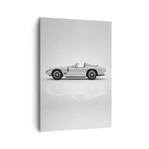 Quadro su tela - Stampe su Tela - Classica decappottabile bianca su sfondo chiaro - 50x70cm - Promessa di divertimento - Decorazione murale moderna per soggiorno e camera da letto ARTTOR