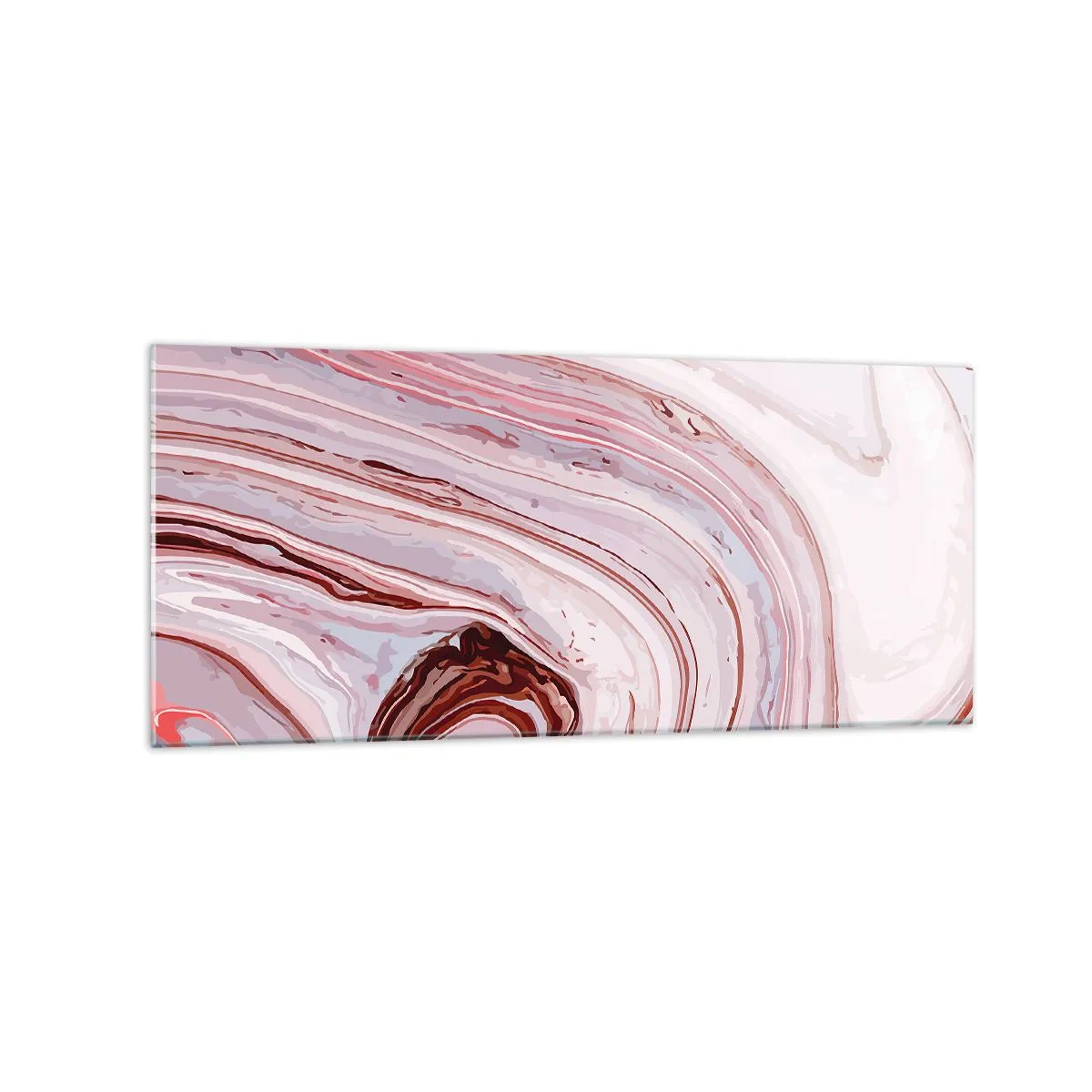 Quadro su vetro - Motivo astratto in rosa e bianco - 120x50cm - Dritto, poi a destra in basso - Decorazione murale moderna per soggiorno e camera da letto ARTTOR