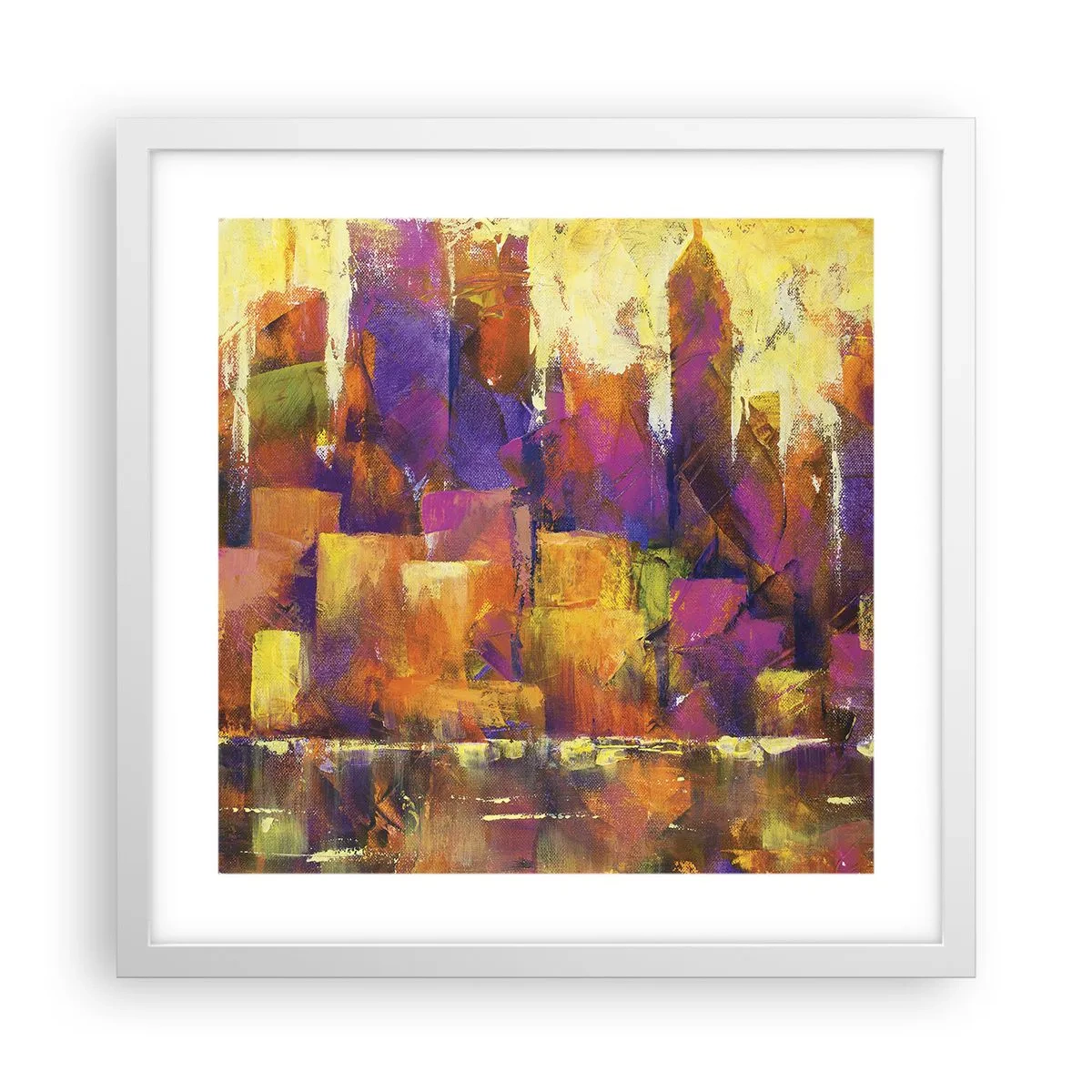 Poster in cornice bianca - Composizione metropolitana - 40x40 cm