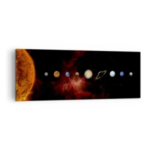 Quadro su tela - Stampe su Tela - Il sistema solare con i pianeti sullo sfondo dello spazio - 140x50cm - Il nostro vicinato - Decorazione murale moderna per soggiorno e camera da letto ARTTOR