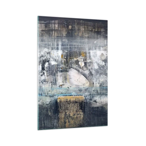 Quadro su vetro - Composizione astratta in toni freddi - 70x100cm - Talvolta è facile, talvolta è difficile - Decorazione murale moderna per soggiorno e camera da letto ARTTOR