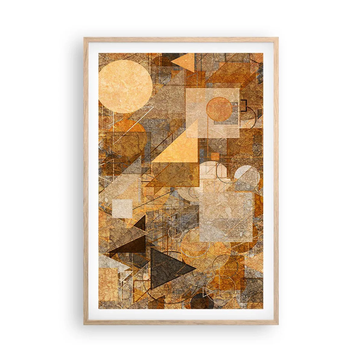 Poster in cornice rovere chiaro - Studio cubista in marrone - 61x91 cm