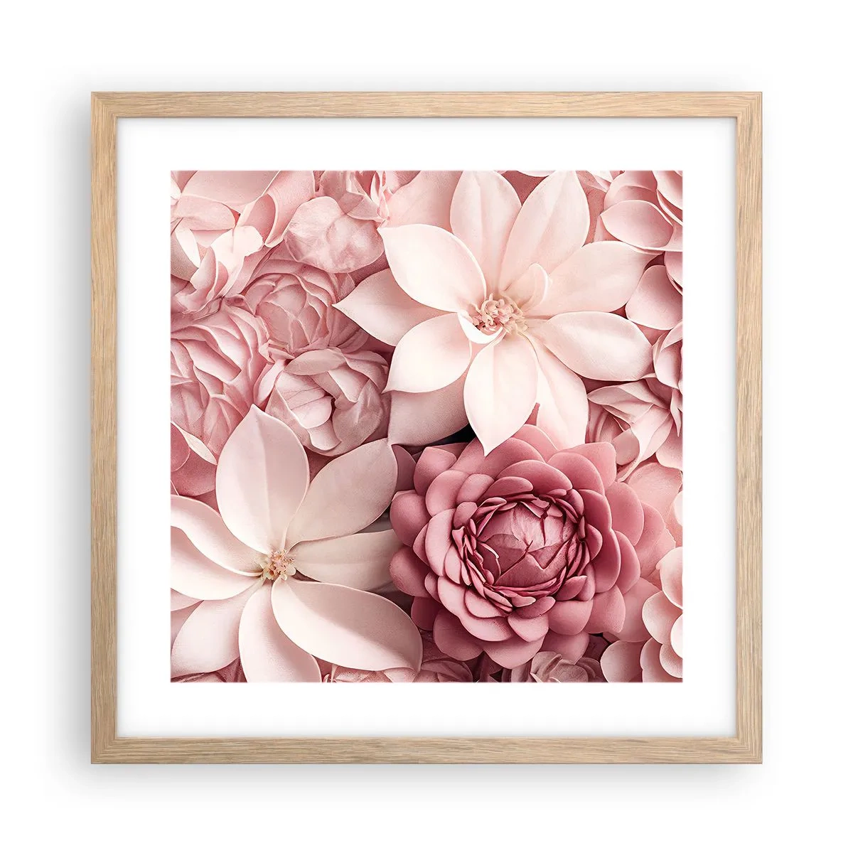 Poster in cornice rovere chiaro - Nei petali di rosa - 40x40 cm