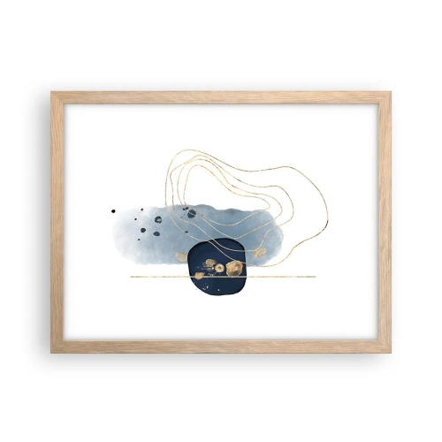 Poster in cornice rovere chiaro - Fantasia blu e oro - 40x30 cm