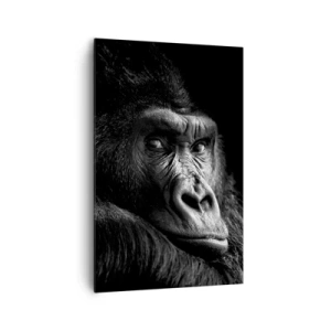 Quadro su tela - Stampe su Tela - Ritratto in bianco e nero di un maestoso gorilla - 80x120cm - E cosa guardi? - Decorazione murale moderna per soggiorno e camera da letto ARTTOR