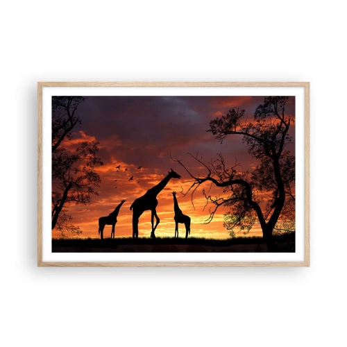 Poster in cornice rovere chiaro - Piccola cena tra amici - 91x61 cm