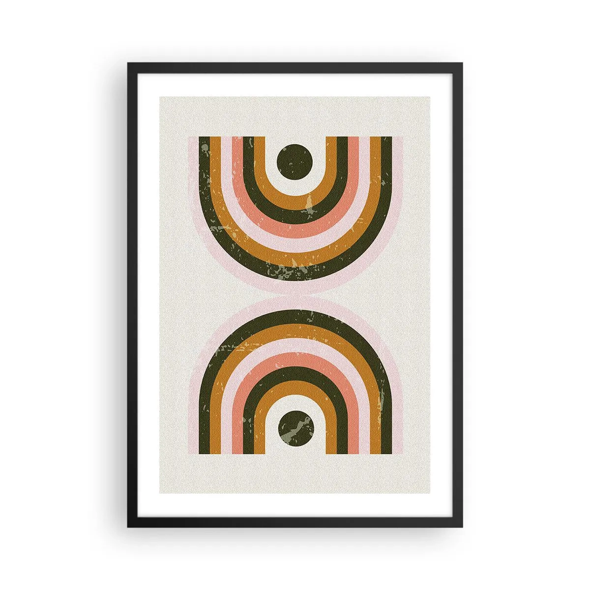 Poster in cornice nera - Composizione geometrica in stile retrò - 50x70cm - Astrazione gemella - Decorazione murale moderna per soggiorno e camera da letto ARTTOR