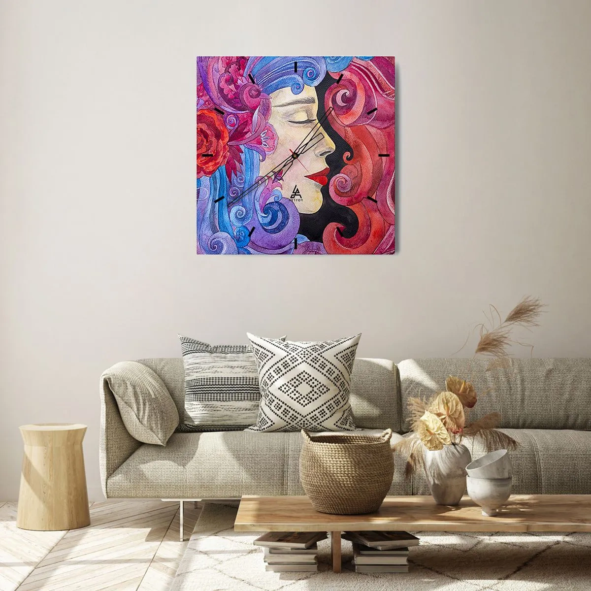 Orologio da parete - Orologio in Vetro - L'Art Nouveau è sempre viva - 40x40 cm