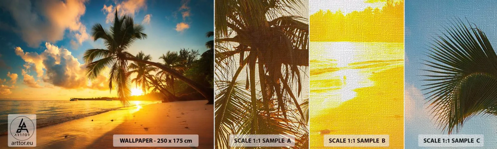 Campione di Fotomurale Premium Canvas - Sogno dei Caraibi - Paesaggio, Palma da cocco, Mare - 100x30 cm