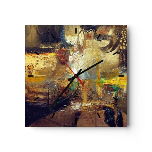 Orologio da parete - Orologio in Vetro - Natura morta astratta dai colori caldi - 30x30cm - Freddo, più caldo, bollente - Decorazione murale moderna per soggiorno e camera da letto ARTTOR