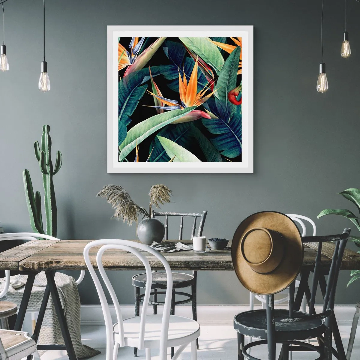 Poster in cornice bianca - I fiori fiammeggianti dei tropici - 40x40 cm