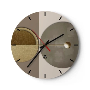 Orologio da parete - Orologio in Vetro - Forme geometriche dorate e beige su uno sfondo contrastante - 30x30cm - Equilibrio perfetto - Decorazione murale moderna per soggiorno, cucina e camera da letto ARTTOR