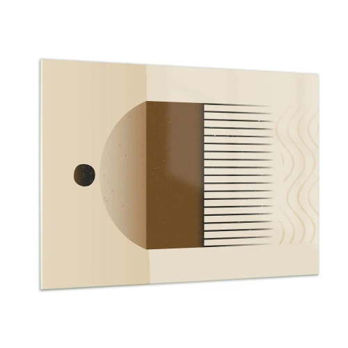 Quadro su vetro - Astrazione beige e marrone con forme e linee geometriche - 100x70cm - Diversi stati - Decorazione murale moderna per soggiorno e camera da letto ARTTOR