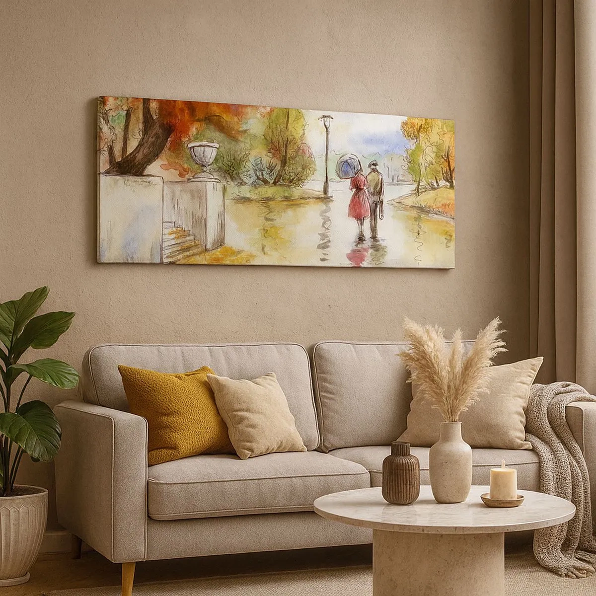 Quadro su tela - Stampe su Tela - Autunno romantico nel parco - 100x40 cm