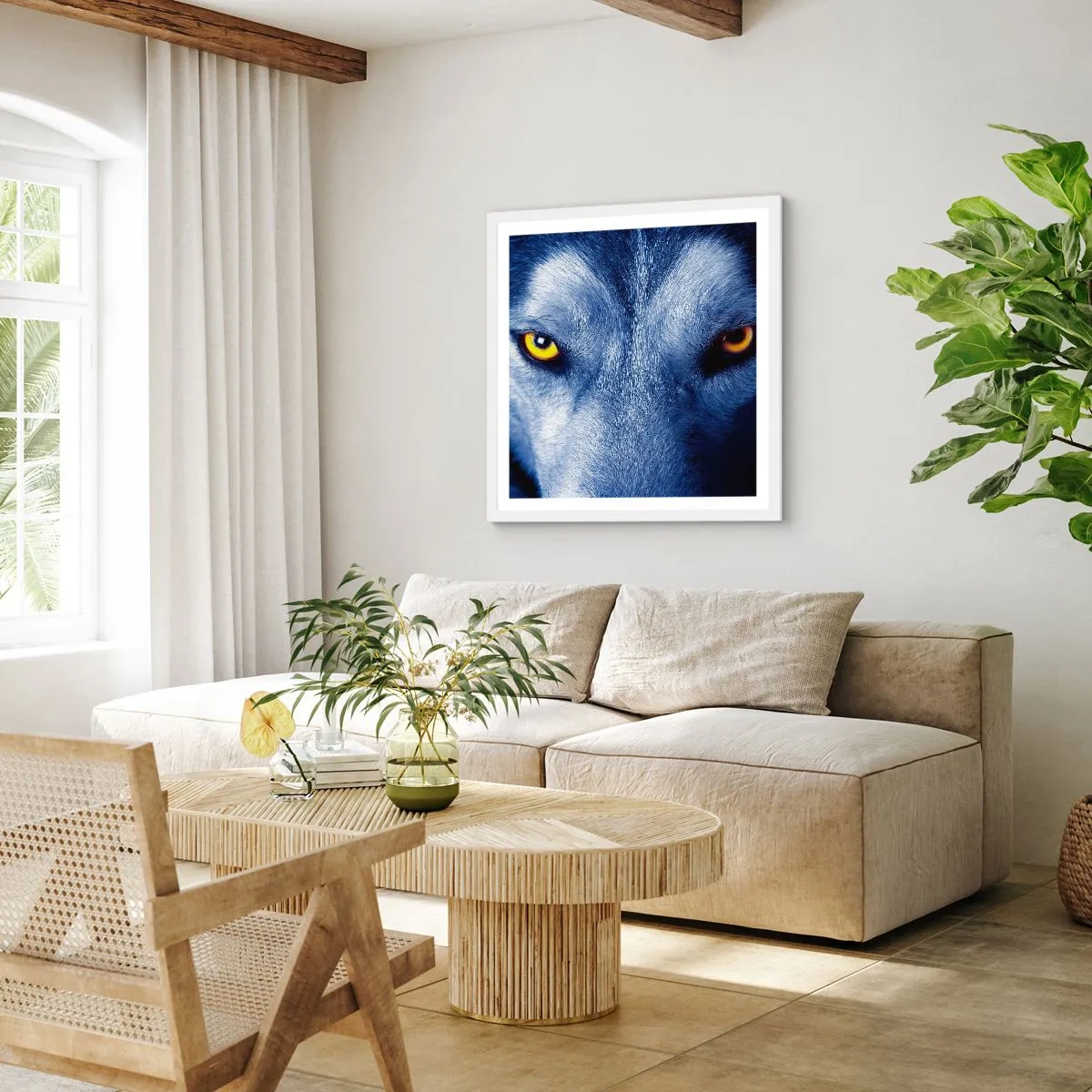 Poster in cornice bianca - Sguardo ipnotico - 40x40 cm