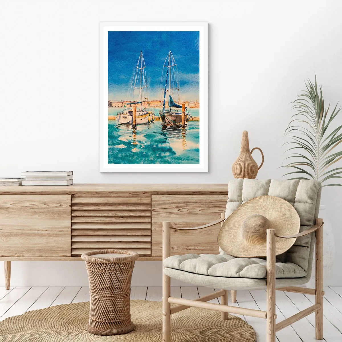 Poster in cornice bianca - La laguna assolata - 61x91 cm