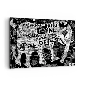 Quadro su tela - Stampe su Tela - Grafica in bianco e nero con motivi graffiti - 120x80cm - Il ricco mondo della strada - Decorazione murale moderna per soggiorno e camera da letto ARTTOR