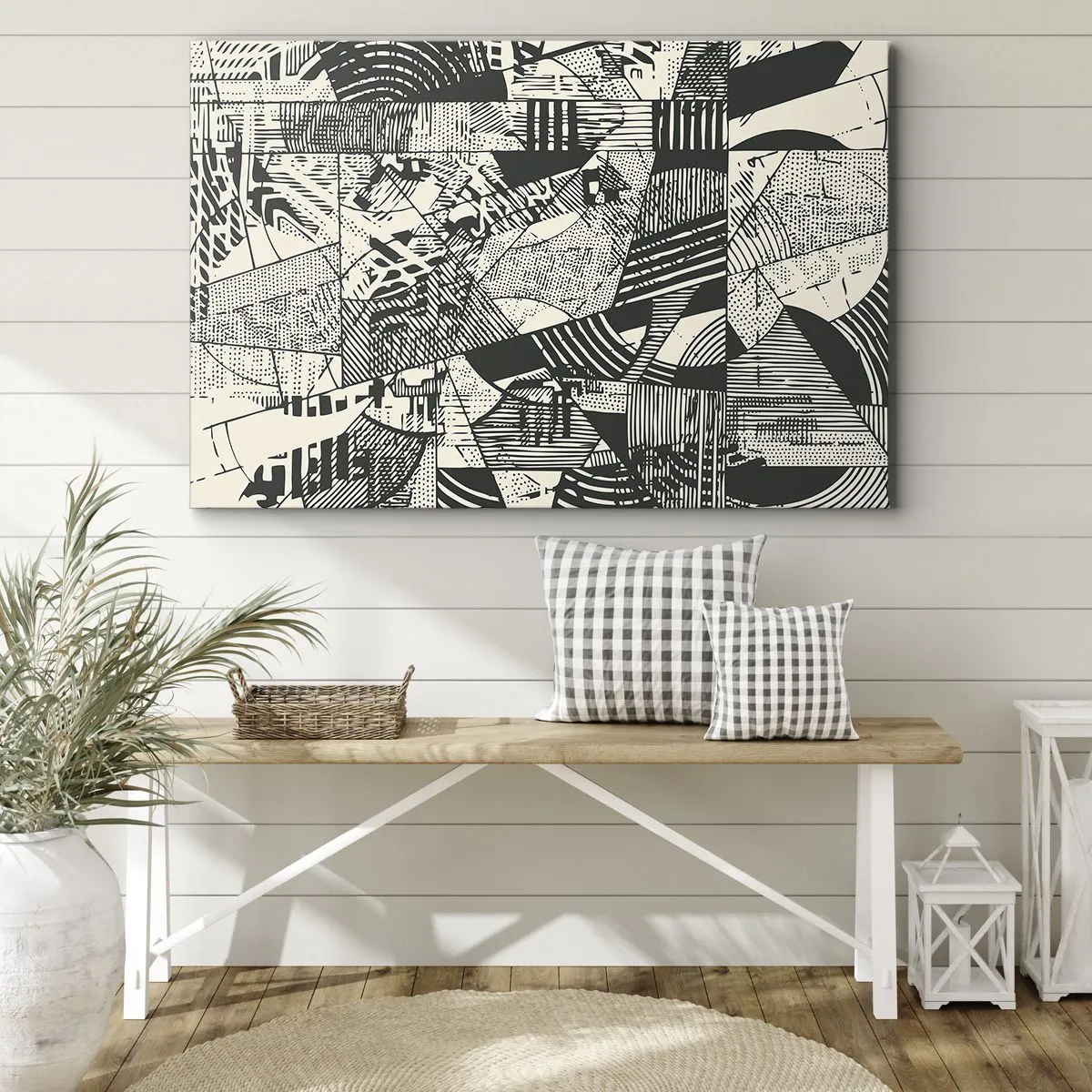 Quadro su tela - Stampe su Tela - Motivi geometrici astratti in tonalità di verde su sfondo chiaro - 120x80cm - Dinamica della contemporaneità - Decorazione murale moderna per soggiorno e camera da letto ARTTOR