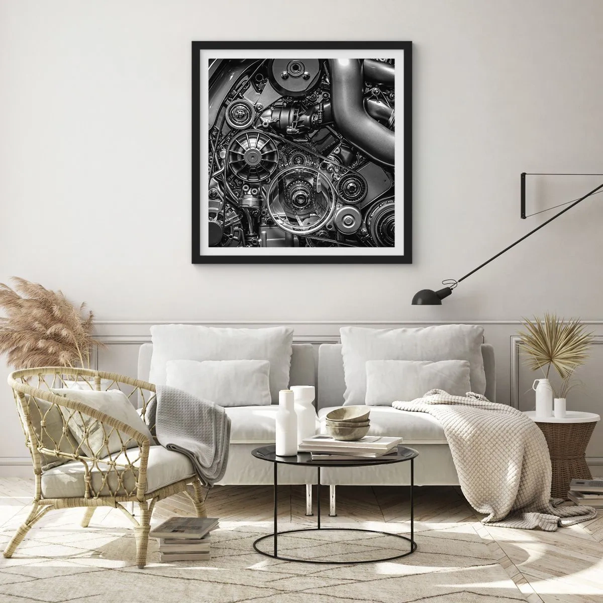Poster in cornice nera - La poesia della meccanica - 40x40 cm