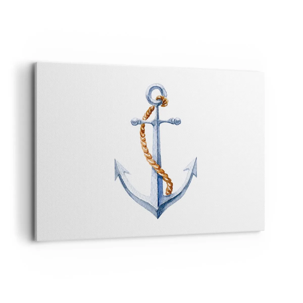 Quadro su tela - Stampe su Tela - Ancora con corda in stile acquerello - 120x80cm - Benvenuta avventura! - Decorazione murale moderna per soggiorno e camera da letto ARTTOR