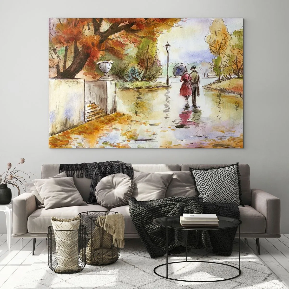Quadro su vetro - Autunno romantico nel parco - 70x50 cm