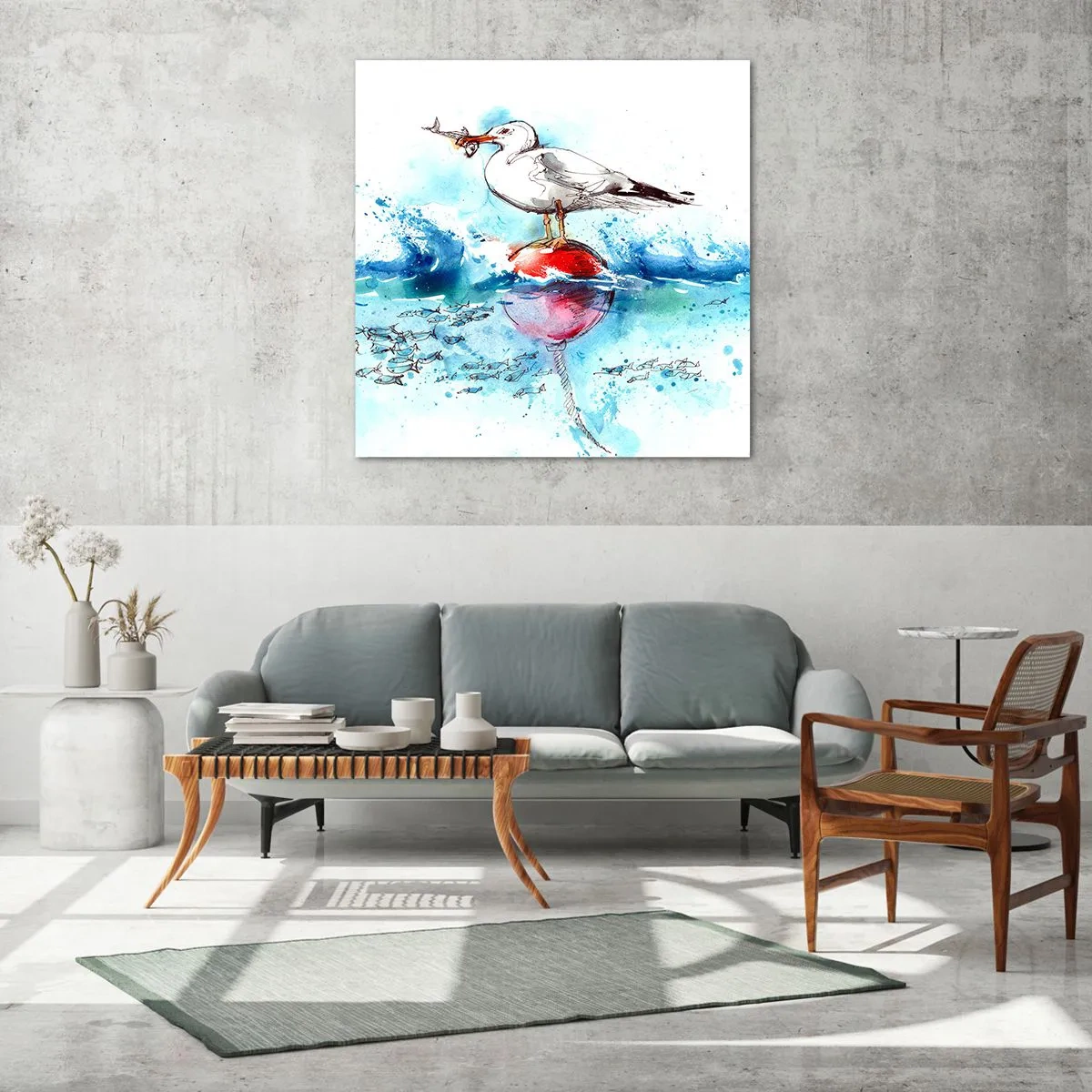Quadro su vetro - Buona pesca - 60x60 cm