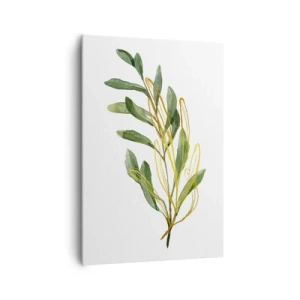 Quadro su tela - Stampe su Tela - Ramo verde con foglie su sfondo bianco - 70x100cm - Tutto ciò che è buono - Decorazione murale moderna per soggiorno e camera da letto ARTTOR