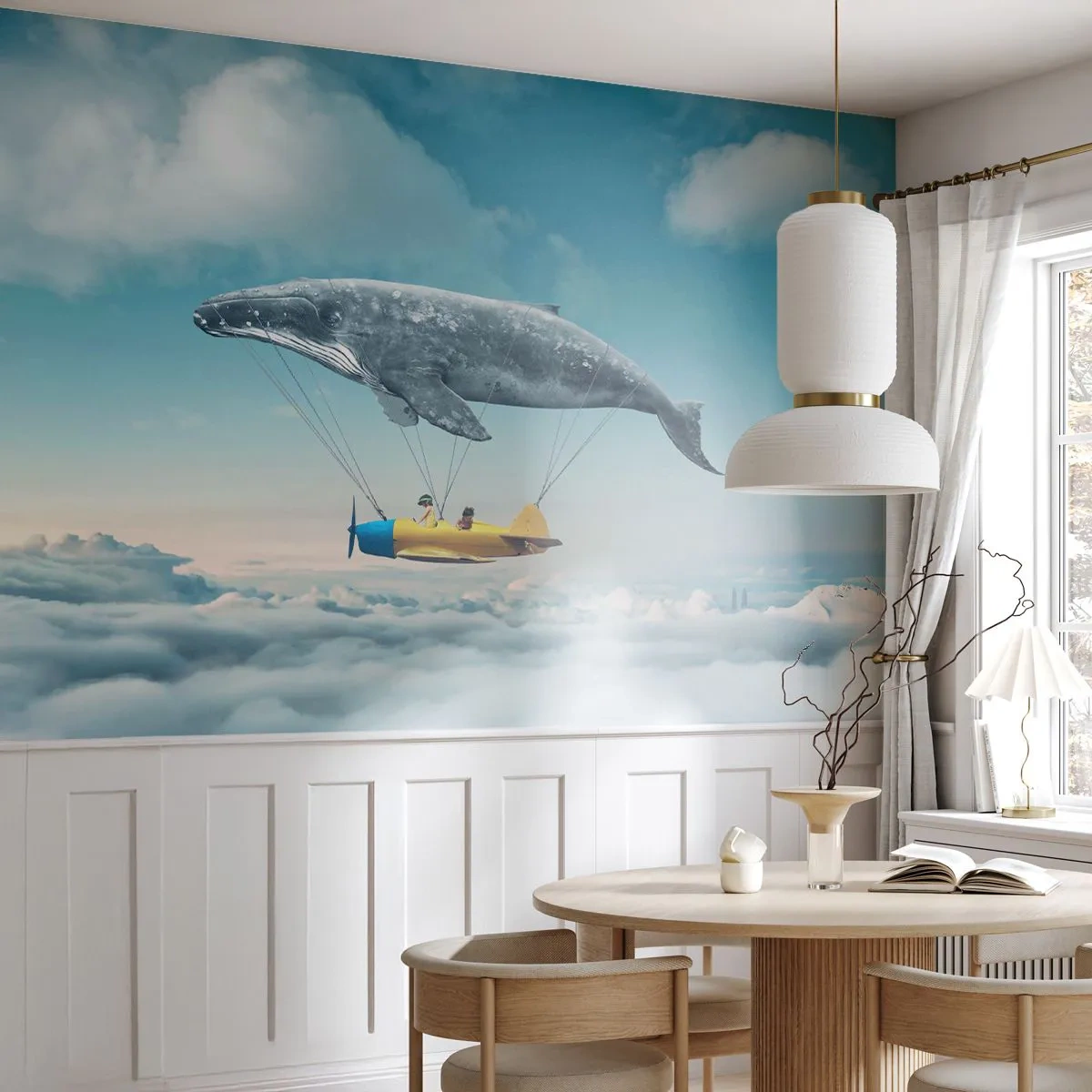 Fotomurali Autoadesivo Deluxe Sticker - Perché no? - Balena, Bambini, Aereo - 250x175 cm