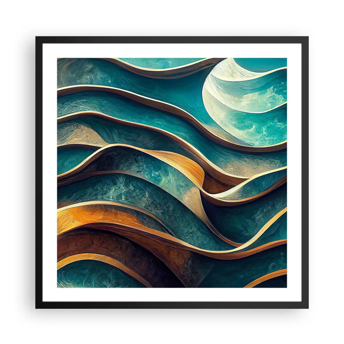 Poster in cornice nera - I meandri del blu - 60x60 cm