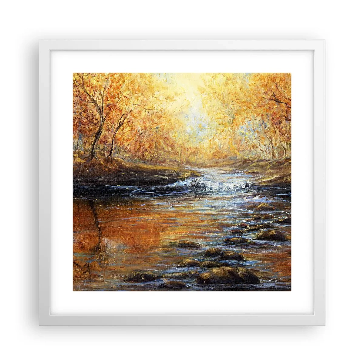 Poster in cornice bianca - Ruscello d'oro - 40x40 cm