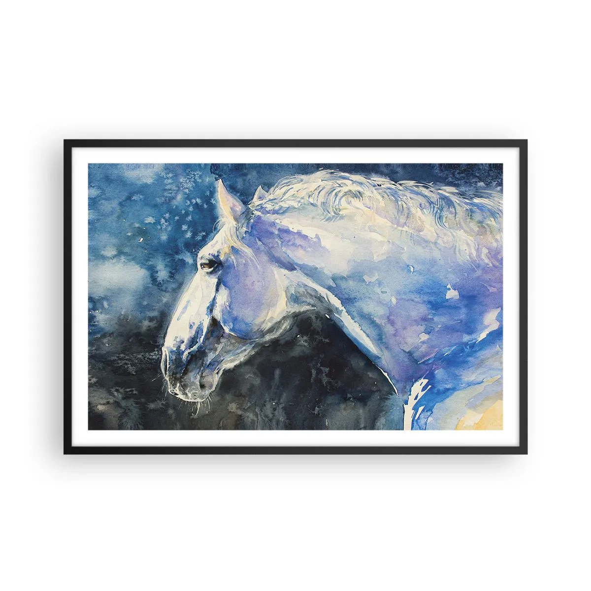 Poster in cornice nera - Ritratto in luce blu - 91x61 cm