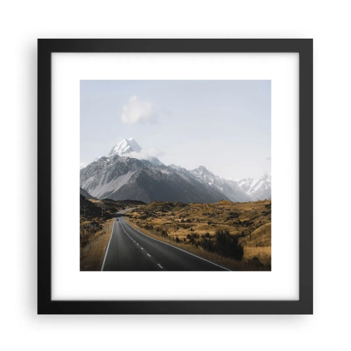 Poster in cornice nera - Via verso il cuore dei monti - 30x30 cm