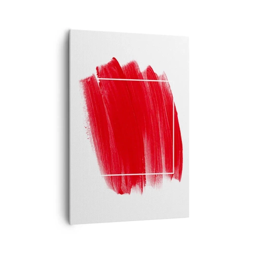 Quadro su tela - Stampe su Tela - Pennellata rossa con bordo bianco - 70x100cm - Fuori dagli schemi - Decorazione murale moderna per soggiorno e camera da letto ARTTOR