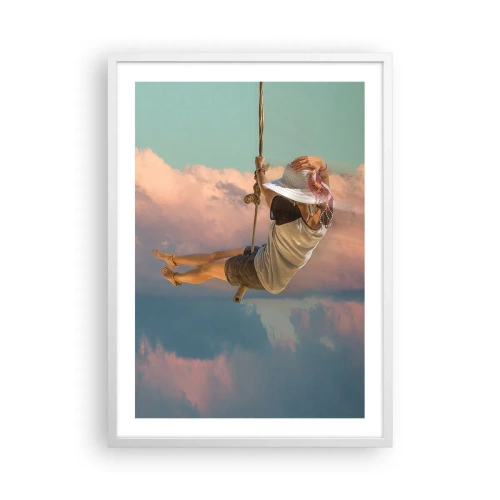 Poster in cornice bianca - Divertimento tra le nuvole - 50x70 cm