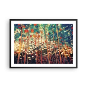 Poster in cornice nera - Una foresta di bambù colorata dai colori intensi - 70x50cm - La vita segreta delle foglie - Decorazione murale moderna per soggiorno e camera da letto ARTTOR