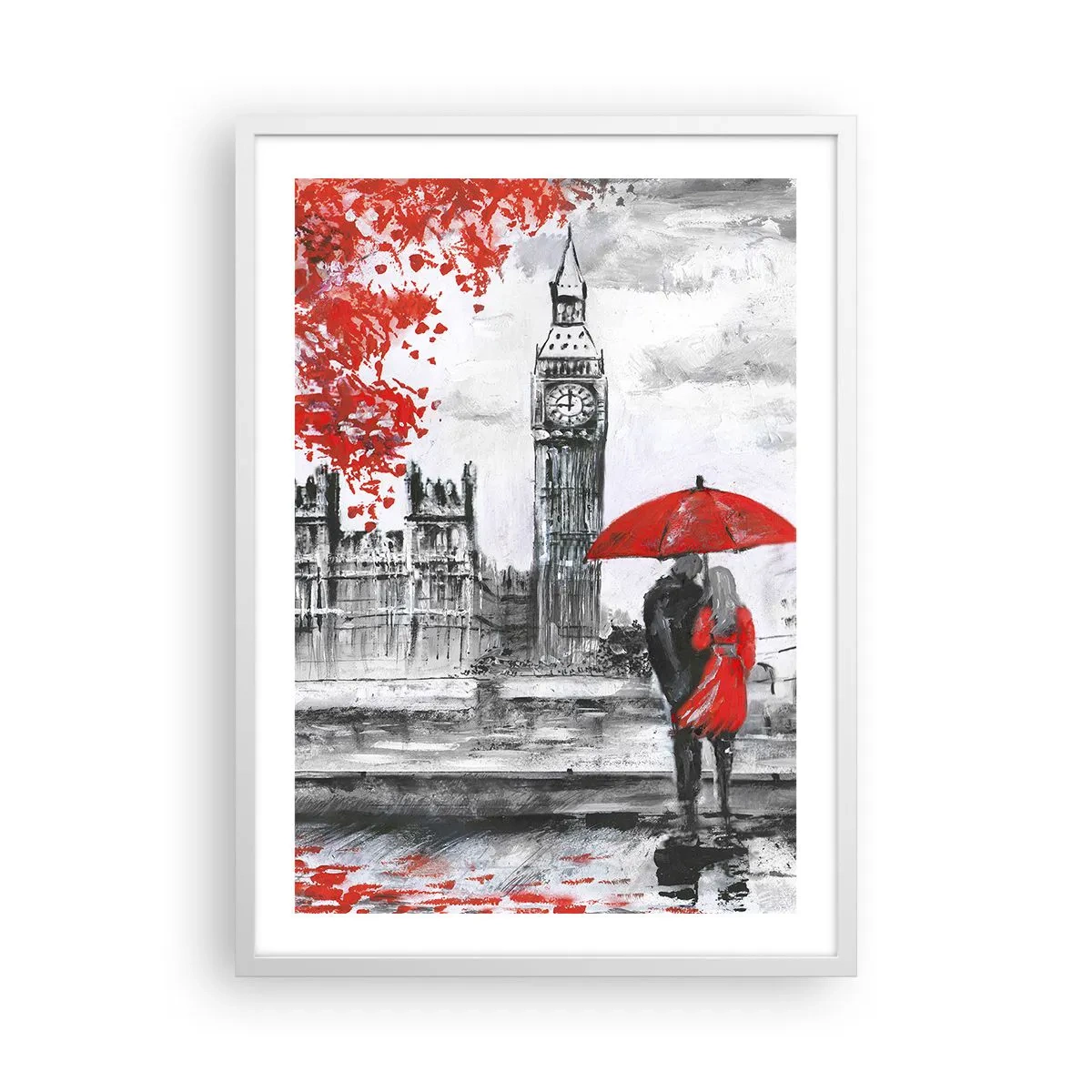 Poster in cornice bianca - Innamorati a Londra - 50x70 cm
