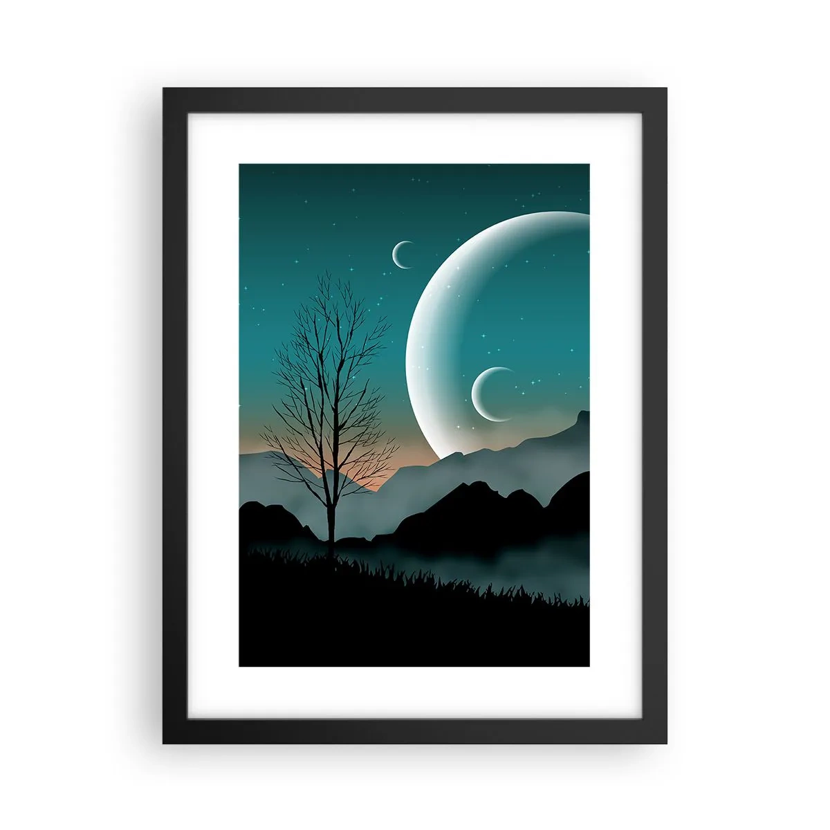 Poster in cornice nera - Il carnevale di una notte stellata - 30x40 cm