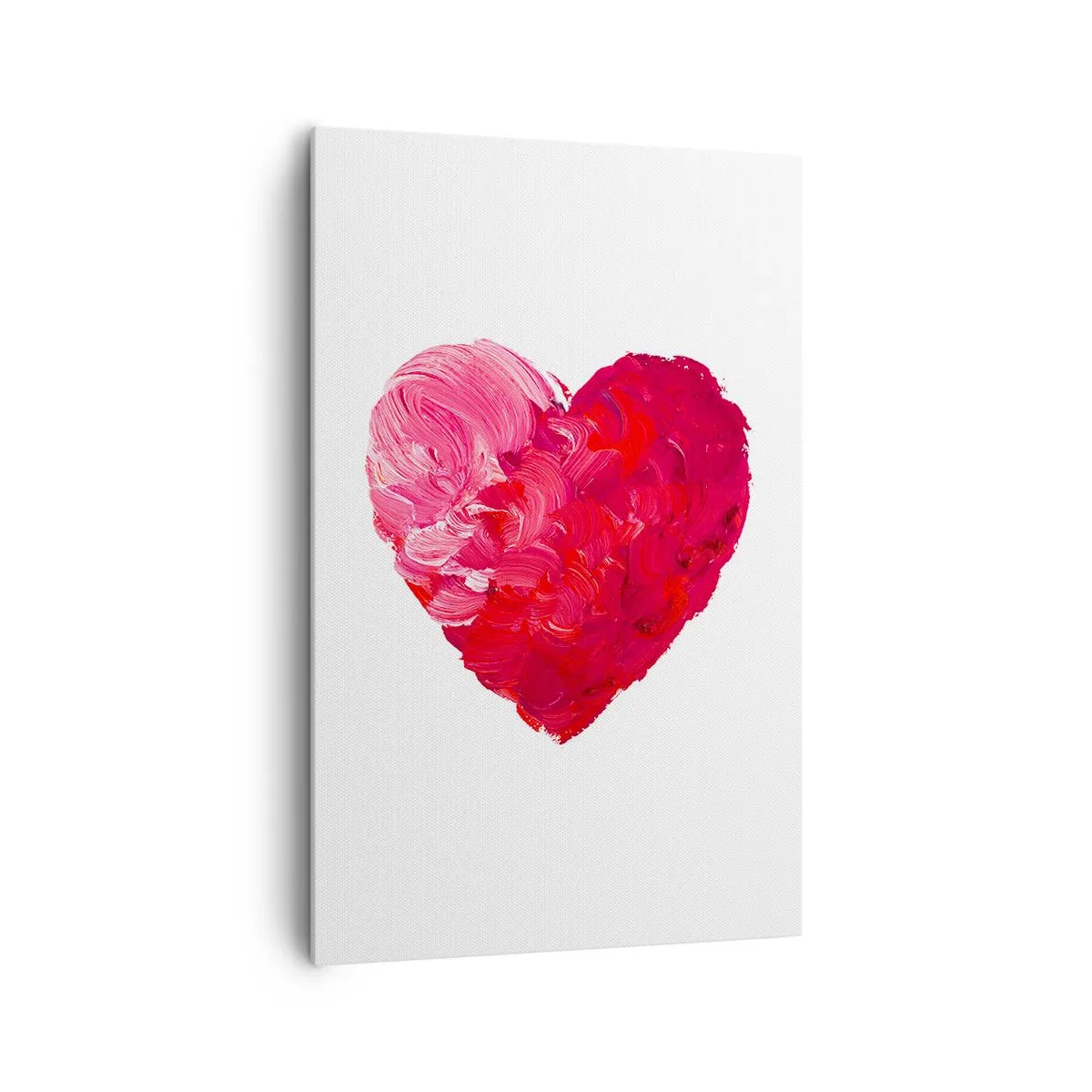 Quadro su tela - Stampe su Tela - Un cuore rosa e rosso dipinto con un pennello - 80x120cm - All you need is love - Decorazione murale moderna per soggiorno e camera da letto ARTTOR