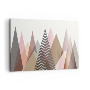 Quadro su tela - Stampe su Tela - Montagne geometriche colorate in tonalità pastello - 100x70cm - Vista piramidale - Decorazione murale moderna per soggiorno e camera da letto ARTTOR