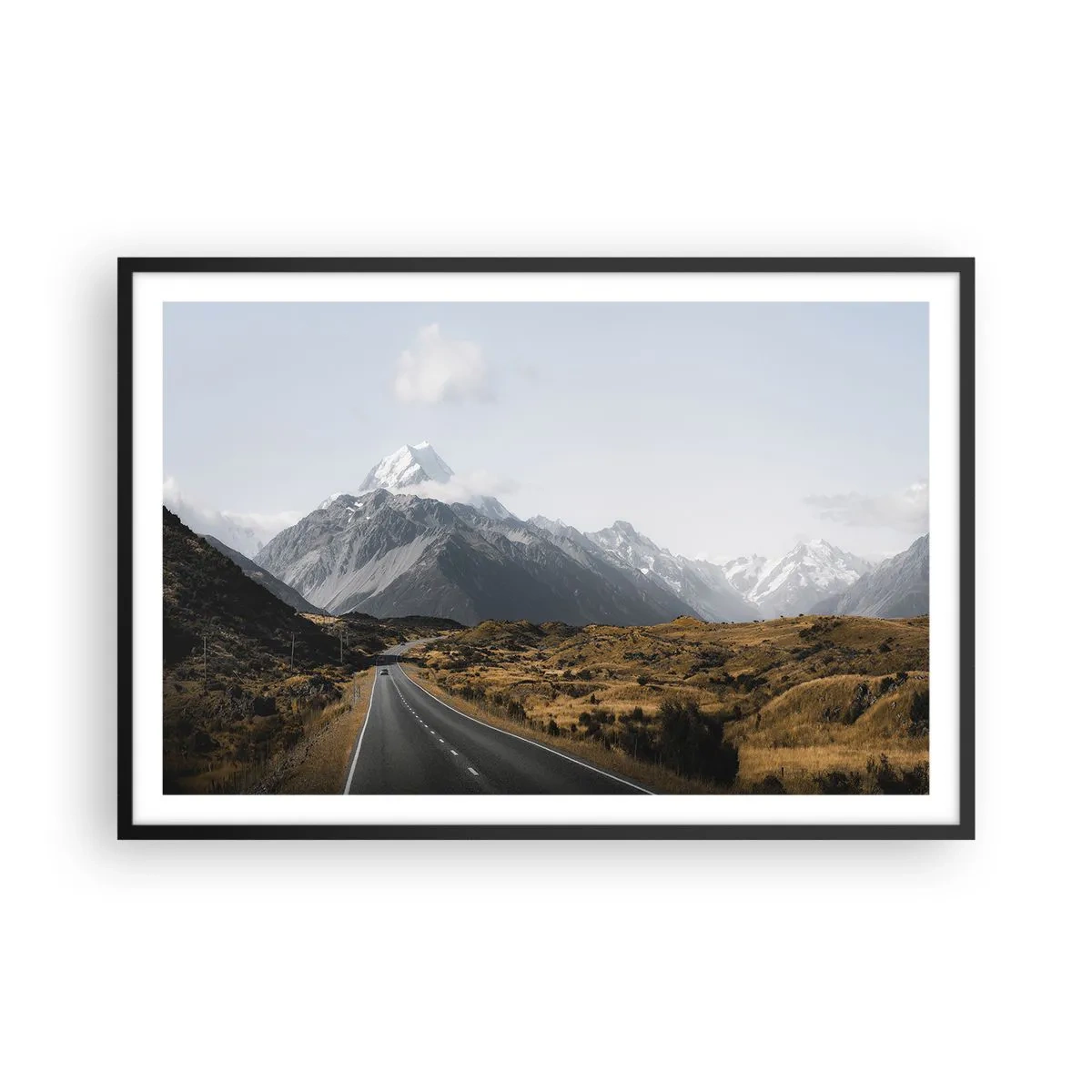Poster in cornice nera - Via verso il cuore dei monti - 91x61 cm