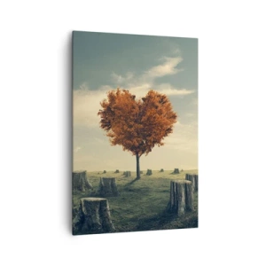 Quadro su tela - Stampe su Tela - Un albero a forma di cuore in un campo di ceppi, simbolo di speranza - 70x100cm - C'è sempre speranza - Decorazione murale moderna per soggiorno e camera da letto ARTTOR